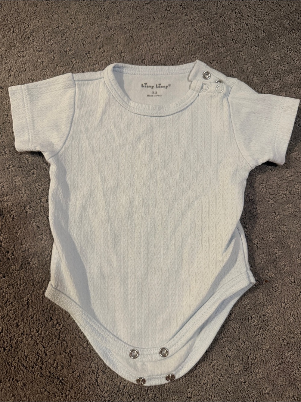 Kissy Kissy Pale Blue Short-Sleeve Ribbed One-Piece Bodysuit